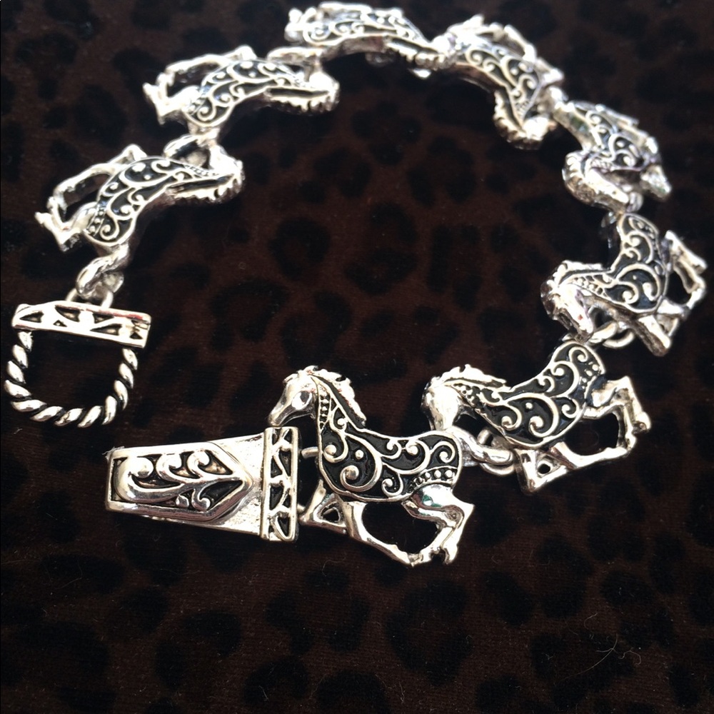 Running Horse Black and silver Bracelet